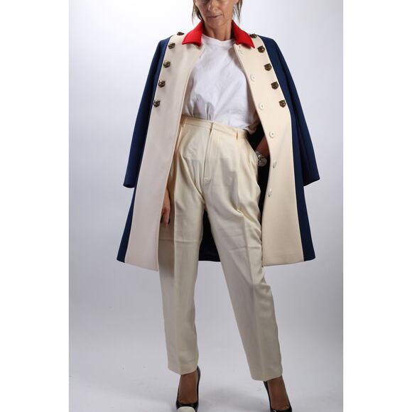 Gucci Tiger Embellished Tricolour White Blue Red Wool Long Statement Coat 44 - Picture 11 of 12